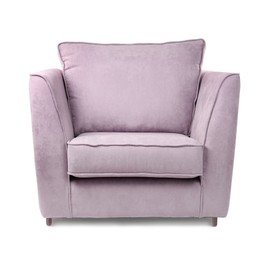 One comfortable pink armchair isolated on white