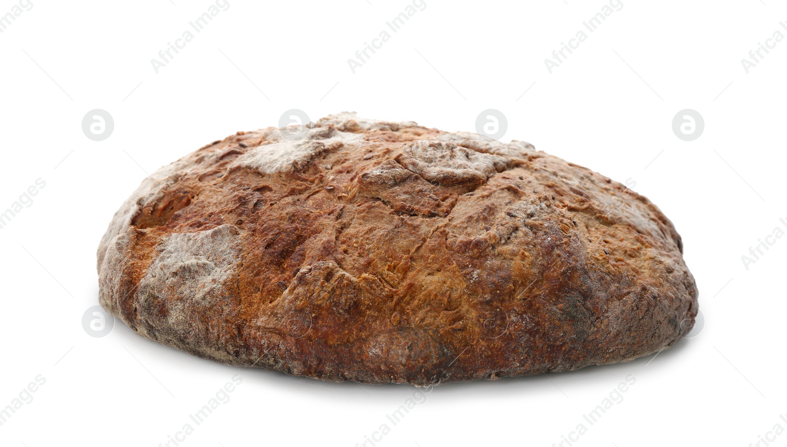 Photo of Loaf of delicious fresh bread isolated on white