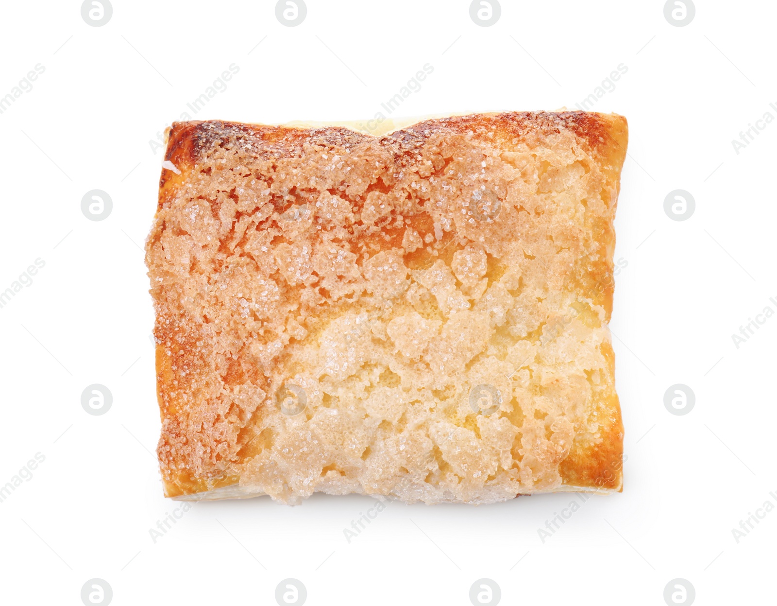 Photo of Delicious fresh puff pastry isolated on white, top view