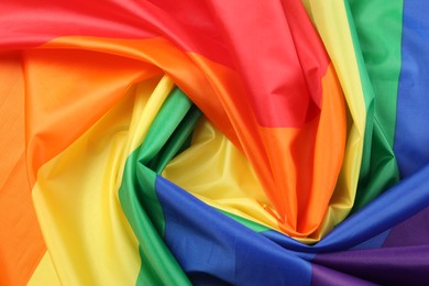 Rainbow LGBT flag as background, top view