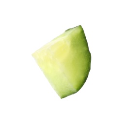 Cut fresh green cucumber on white background