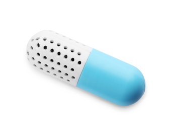 Photo of Capsule shoe freshener on white background, top view