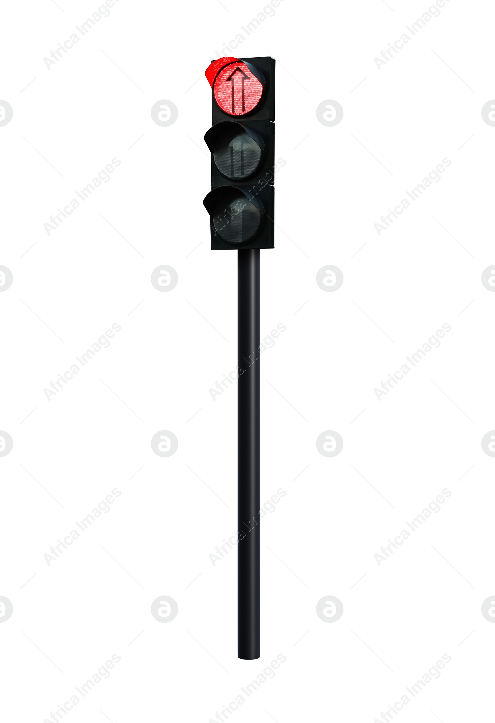 Image of Traffic light with pole on white background