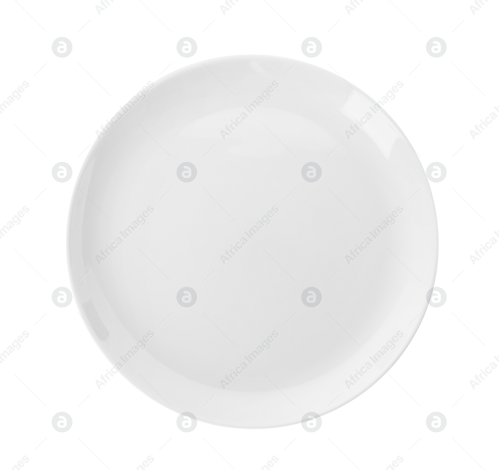 Photo of New white ceramic plate isolated on white, top view