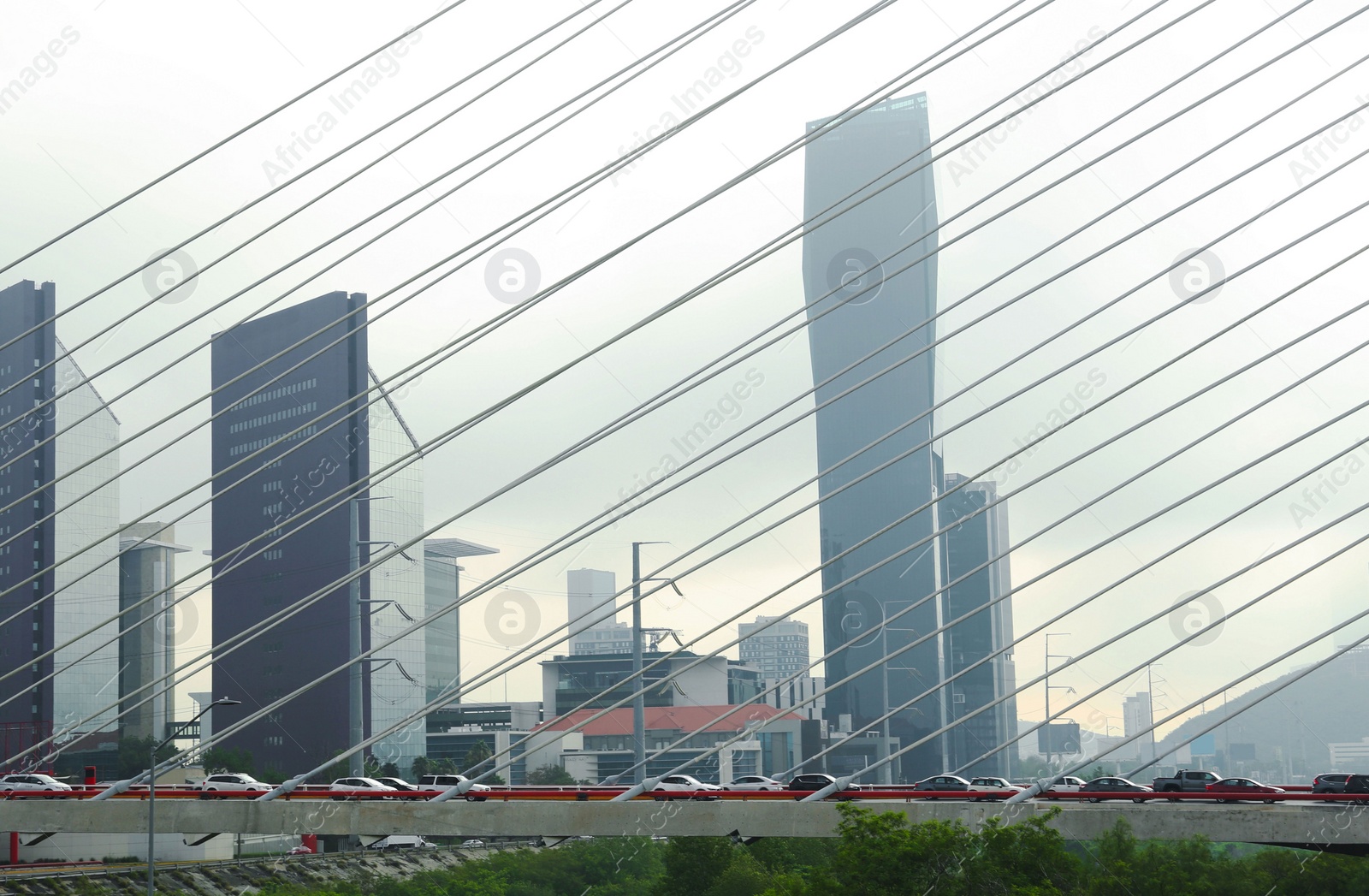 Photo of View of beautiful city from modern bridge