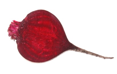 Photo of Cut fresh red beet on white background