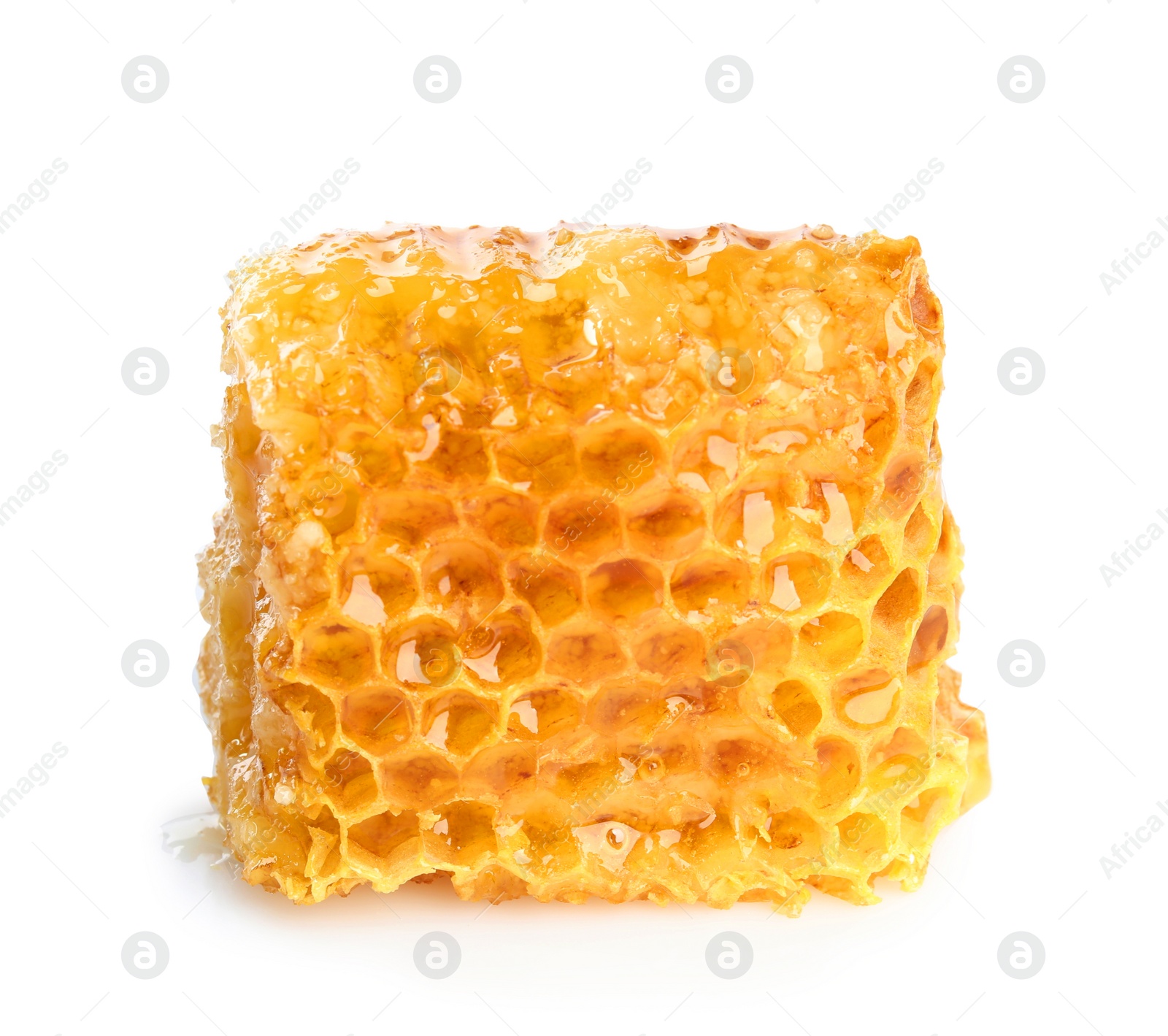 Photo of Fresh delicious sweet honeycomb isolated on white