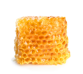 Fresh delicious sweet honeycomb isolated on white