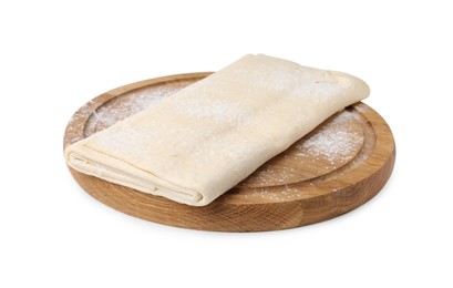 Photo of Raw puff pastry dough isolated on white