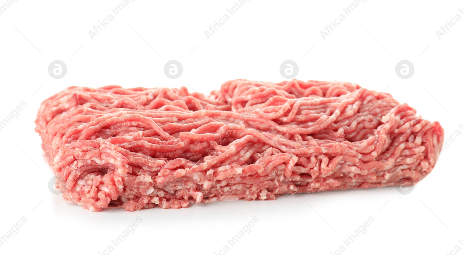 Photo of Raw fresh minced meat on white background