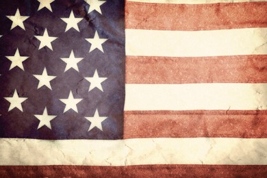 Image of Old American flag as background, top view. National symbol of USA