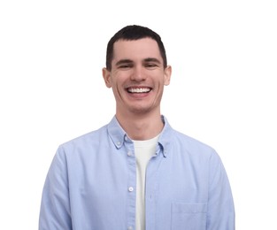 Portrait of happy man on white background