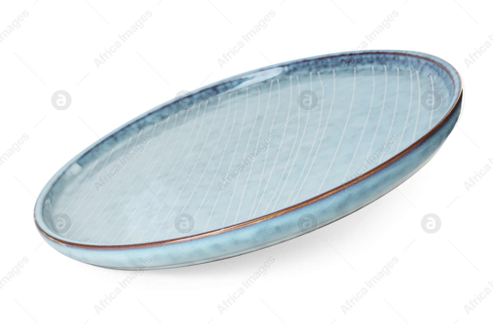 Photo of One beautiful ceramic plate isolated on white