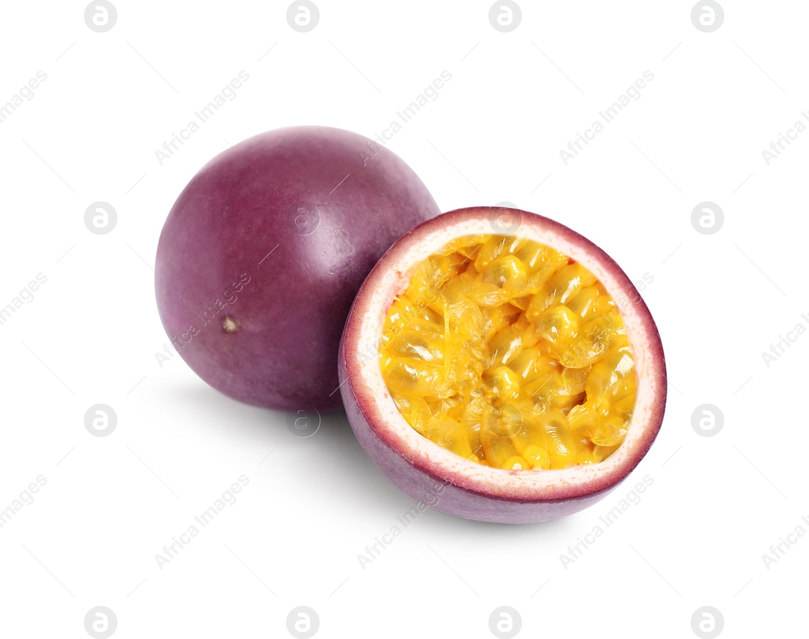 Photo of Delicious passion fruits (maracuya) on white background