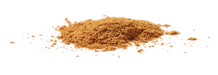 Dry aromatic cinnamon powder isolated on white