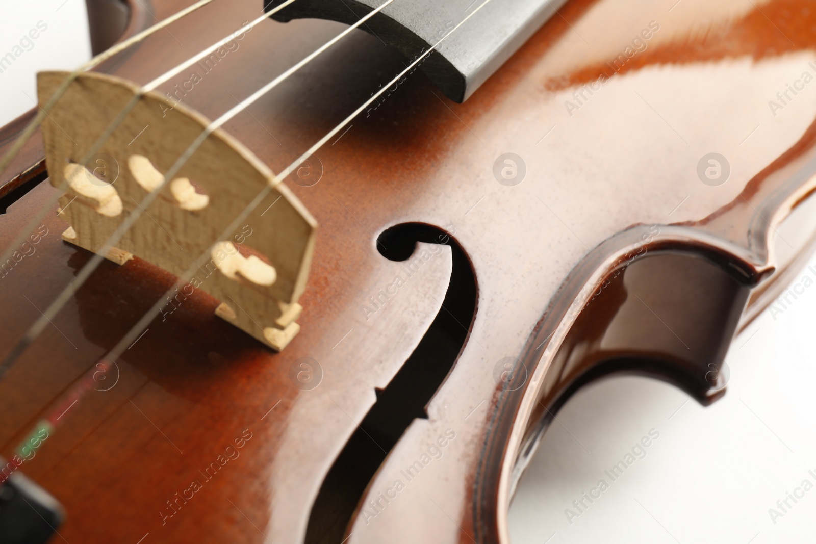Photo of Beautiful classic violin, closeup view. Musical instrument
