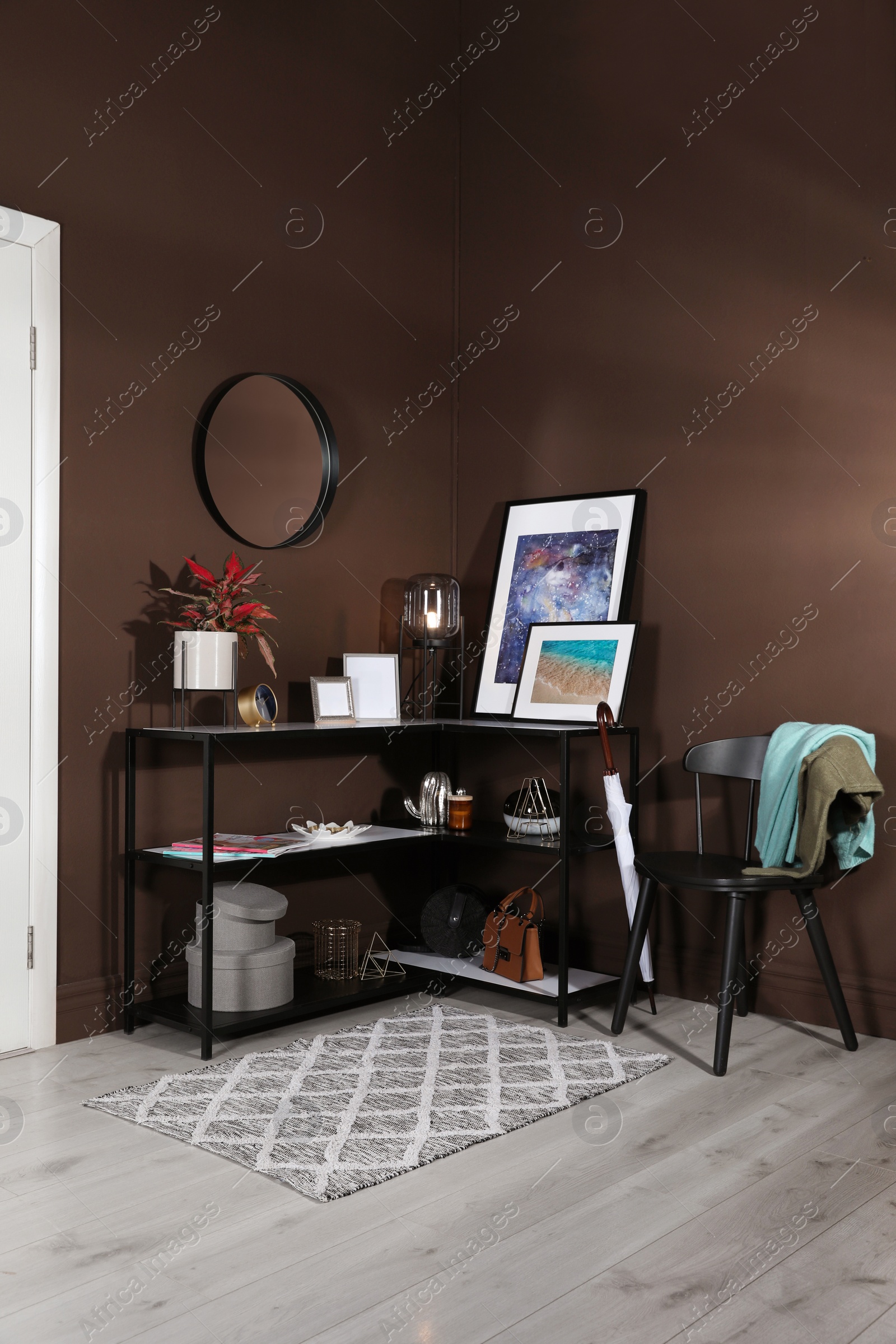 Photo of Hallway interior with console table and stylish decor