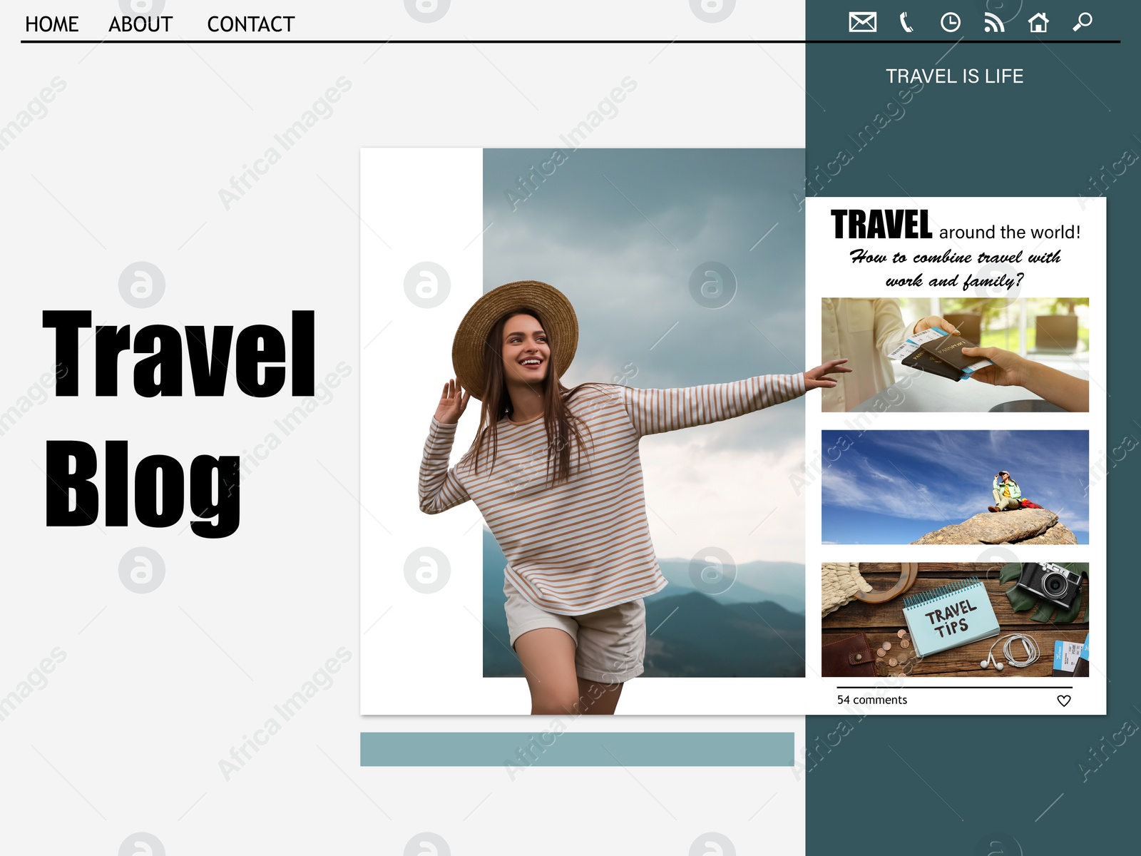 Image of Homepage design of travel blog web site