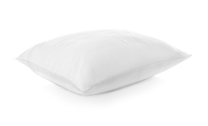 Clean soft bed pillow on white background