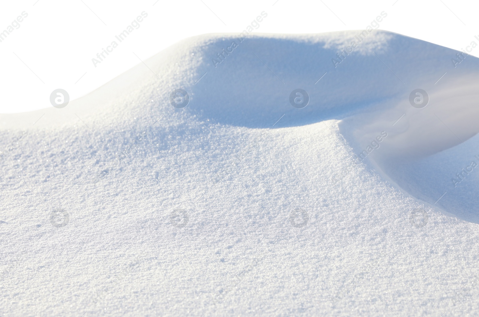 Image of Heap of snow on white background, closeup