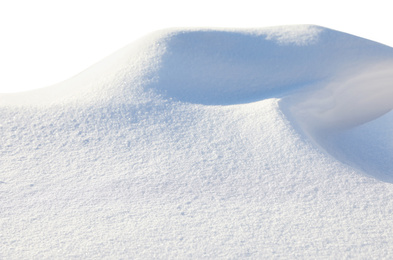 Image of Heap of snow on white background, closeup
