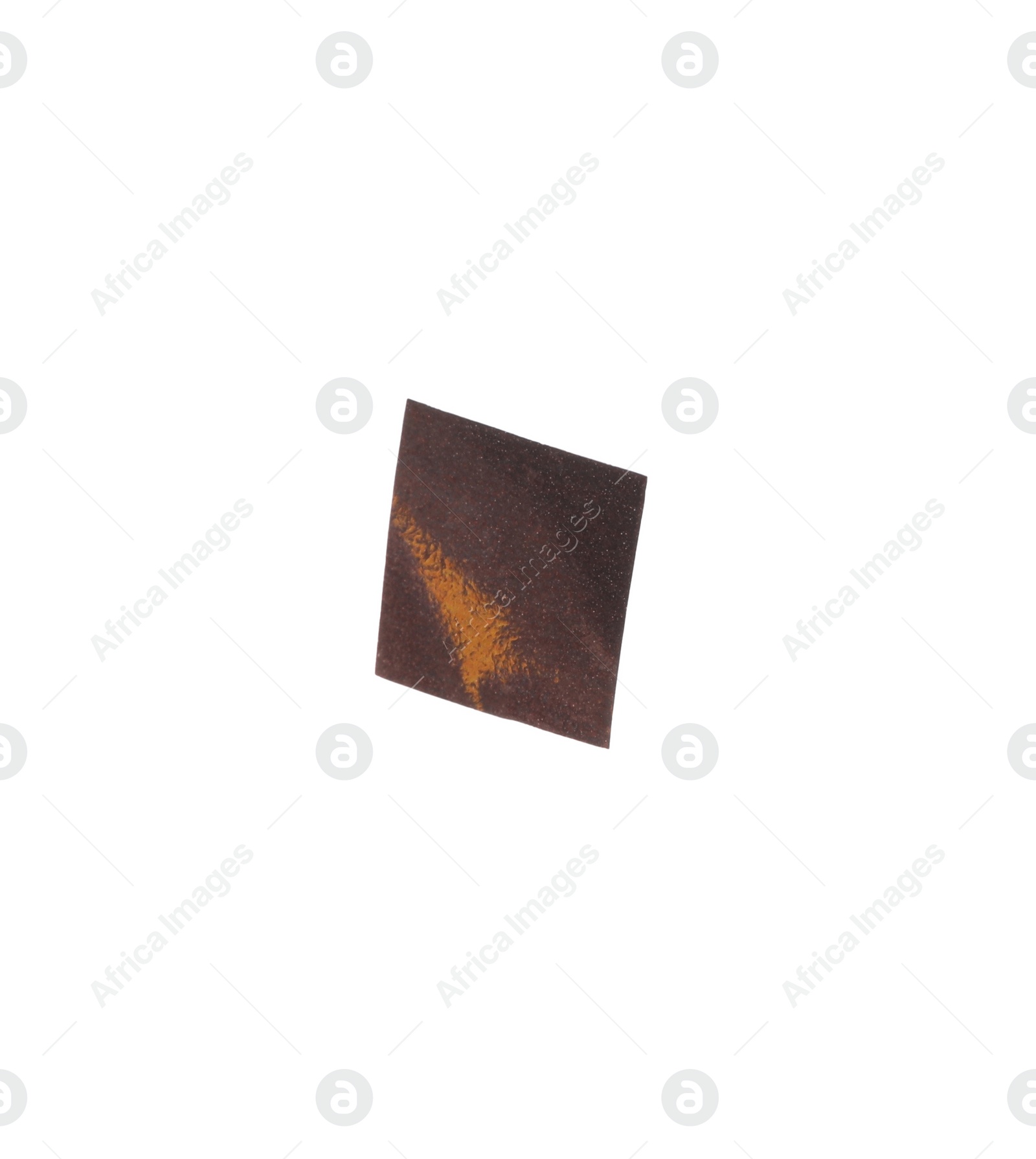 Photo of Piece of bronze confetti isolated on white