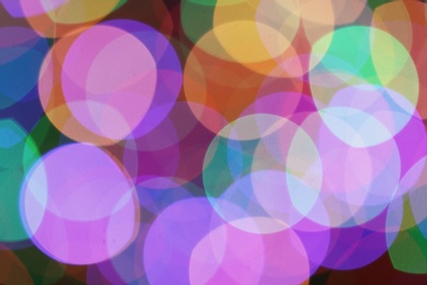 Photo of Beautiful colorful lights as background. Bokeh effect