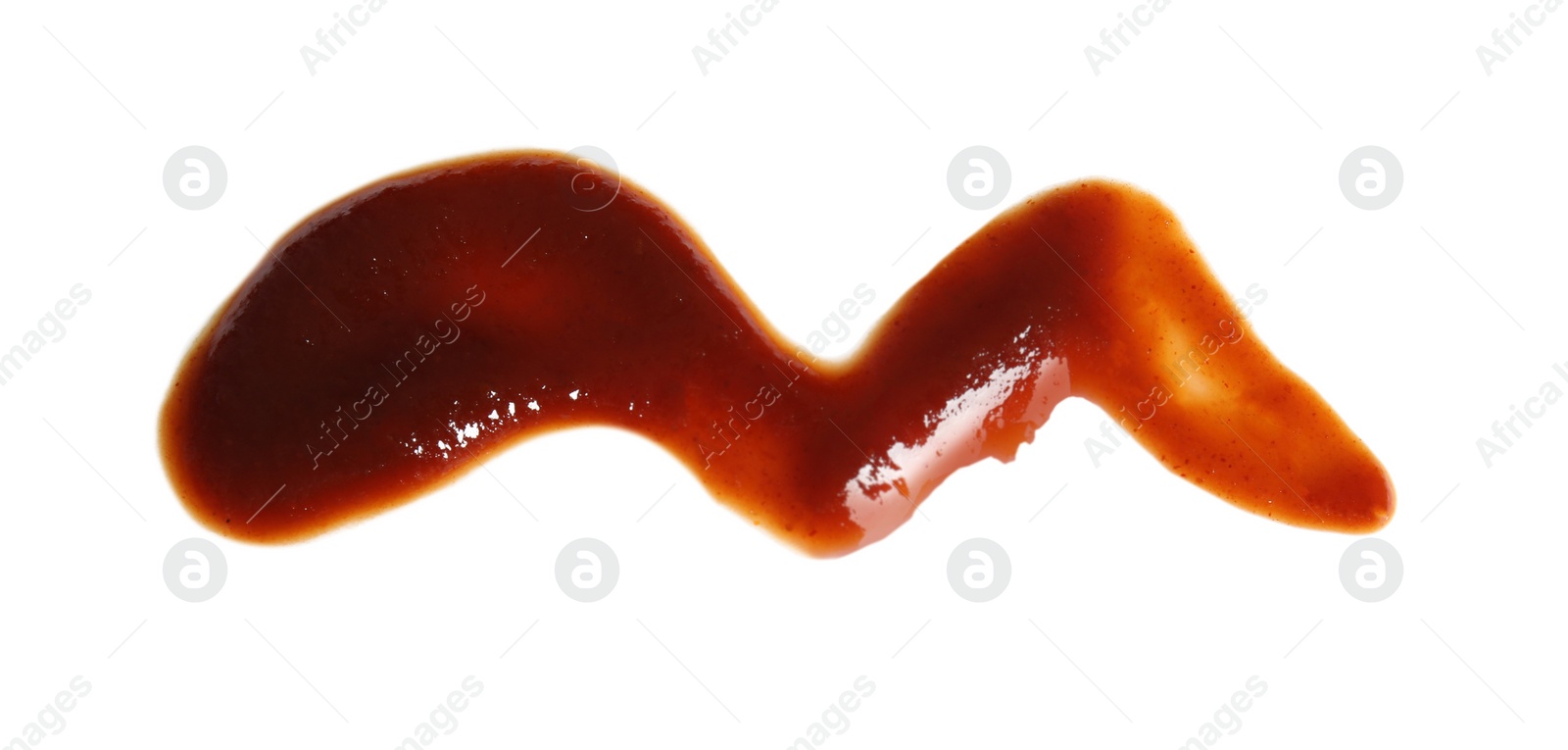 Photo of Barbecue sauce on white background, top view