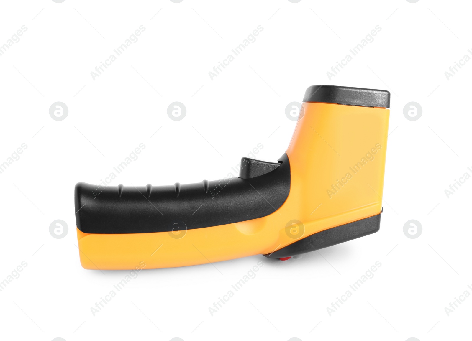 Photo of Modern non-contact infrared thermometer on white background