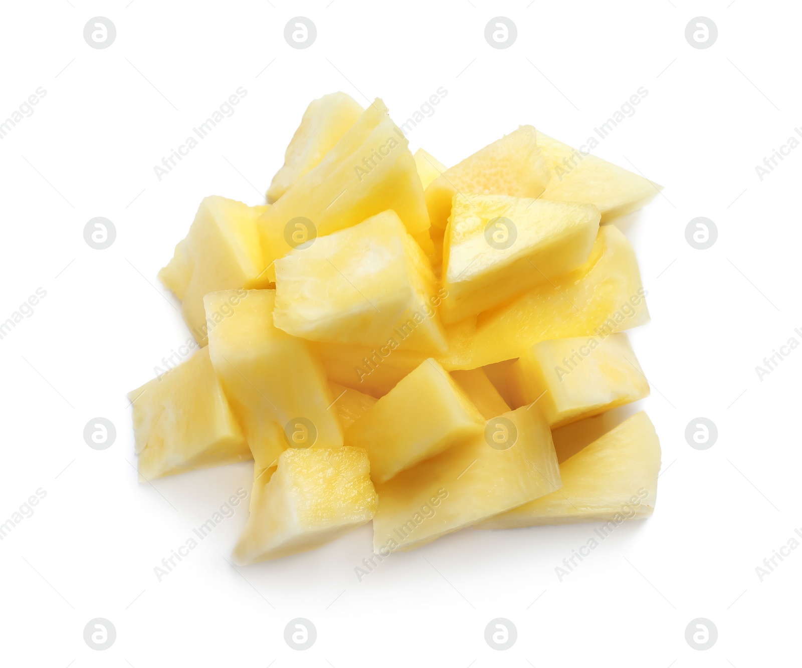 Photo of Slices of fresh pineapple on white background