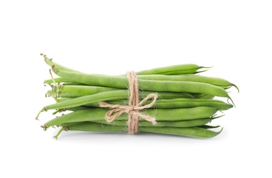 Delicious fresh green beans isolated on white