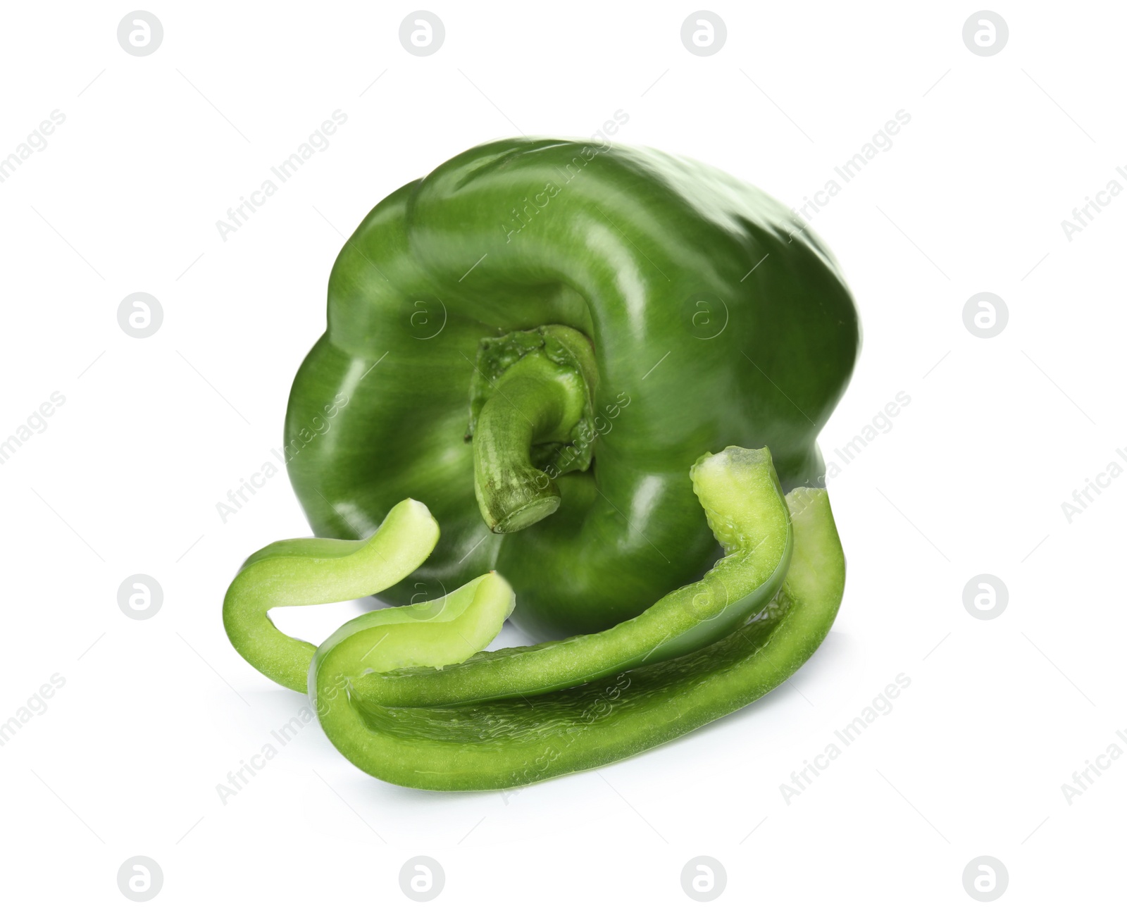 Photo of Cut ripe paprika pepper on white background