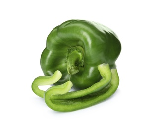 Photo of Cut ripe paprika pepper on white background