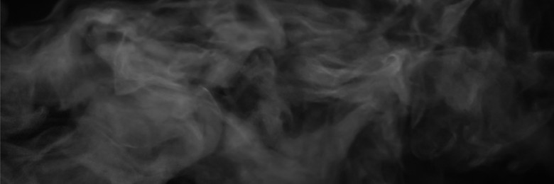 Image of White smoke on black background. Banner design