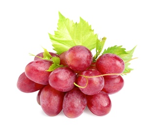 Fresh ripe juicy pink grapes isolated on white