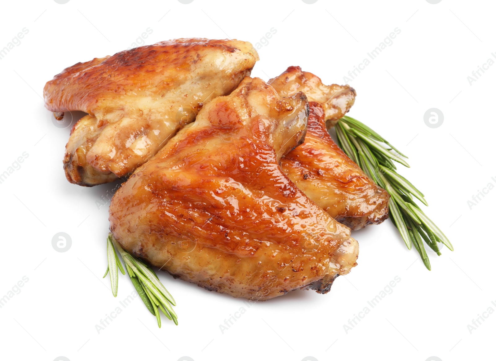 Photo of Delicious fried chicken wings isolated on white background