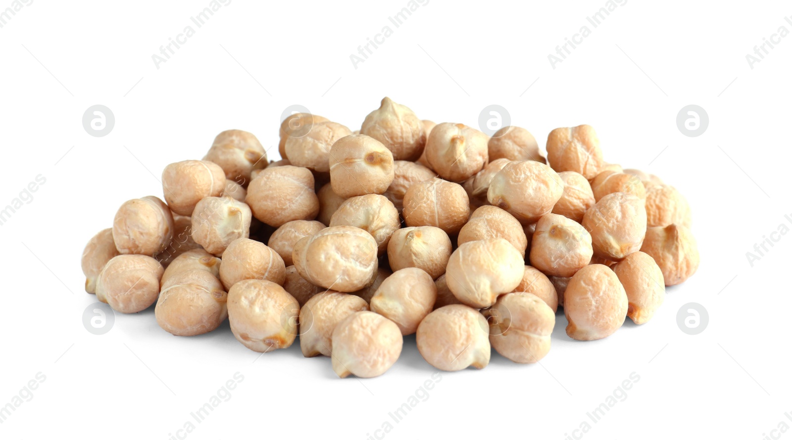 Photo of Pile of chickpeas on white background. Natural food