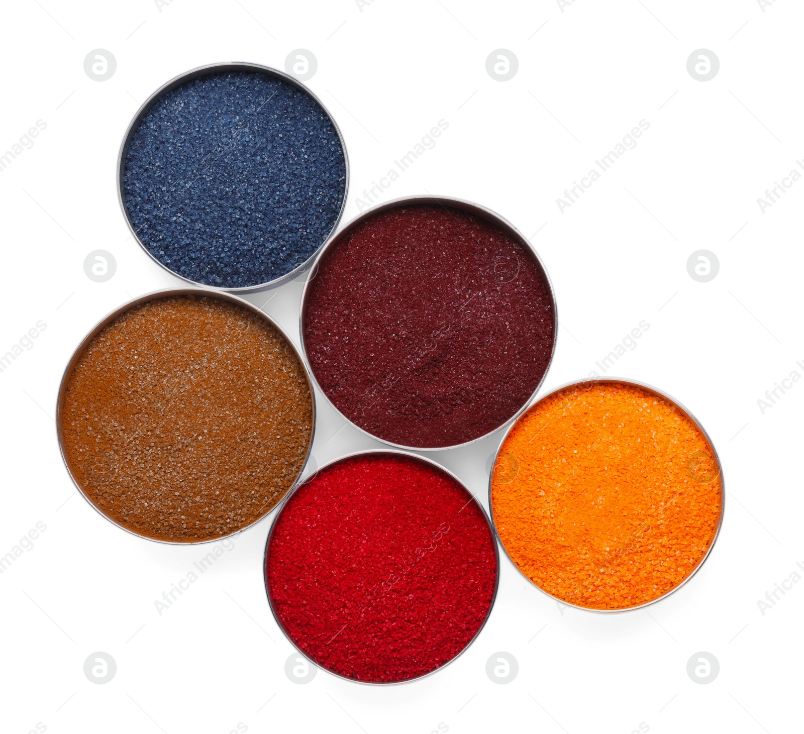 Photo of Many different food coloring on white background, top view