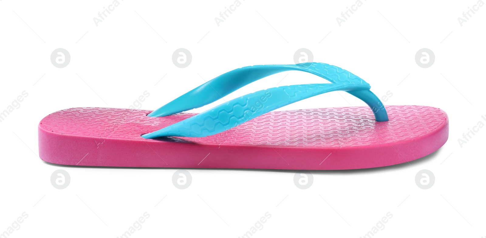 Photo of Single pink flip flop isolated on white