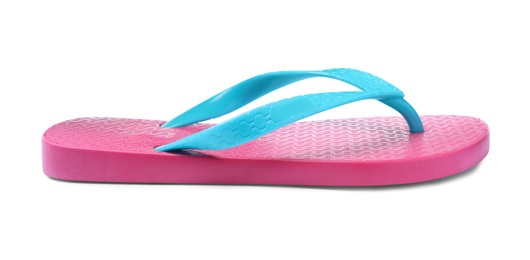 Photo of Single pink flip flop isolated on white