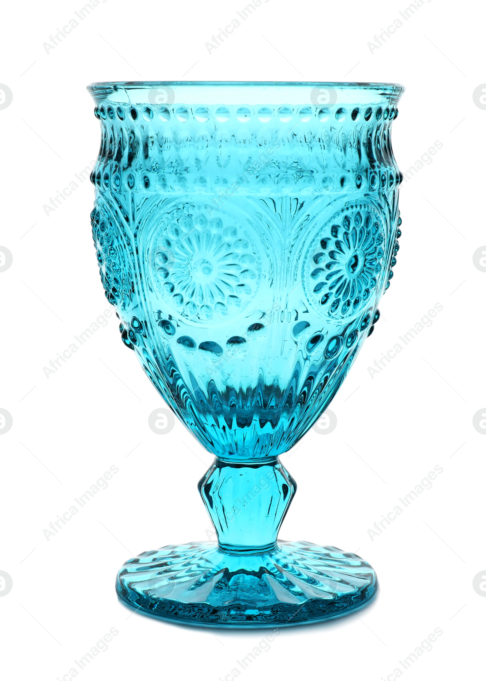 Photo of Color clear empty wine glass isolated on white