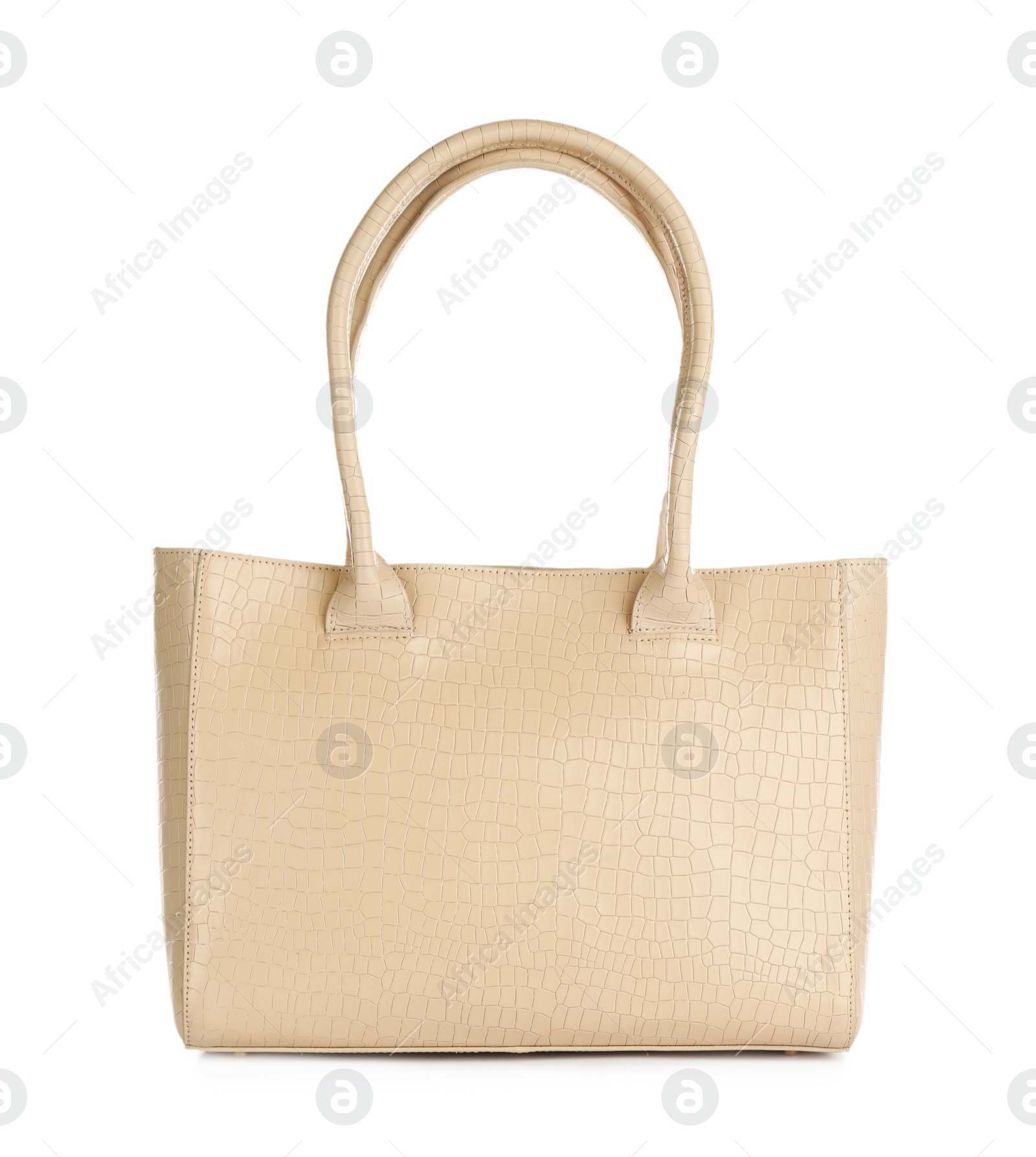 Photo of Beige women's leather bag isolated on white