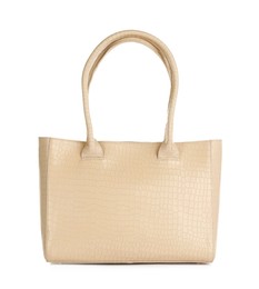 Beige women's leather bag isolated on white