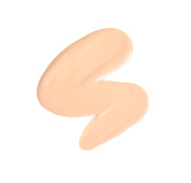 Sample of liquid foundation foundation on white background, top view