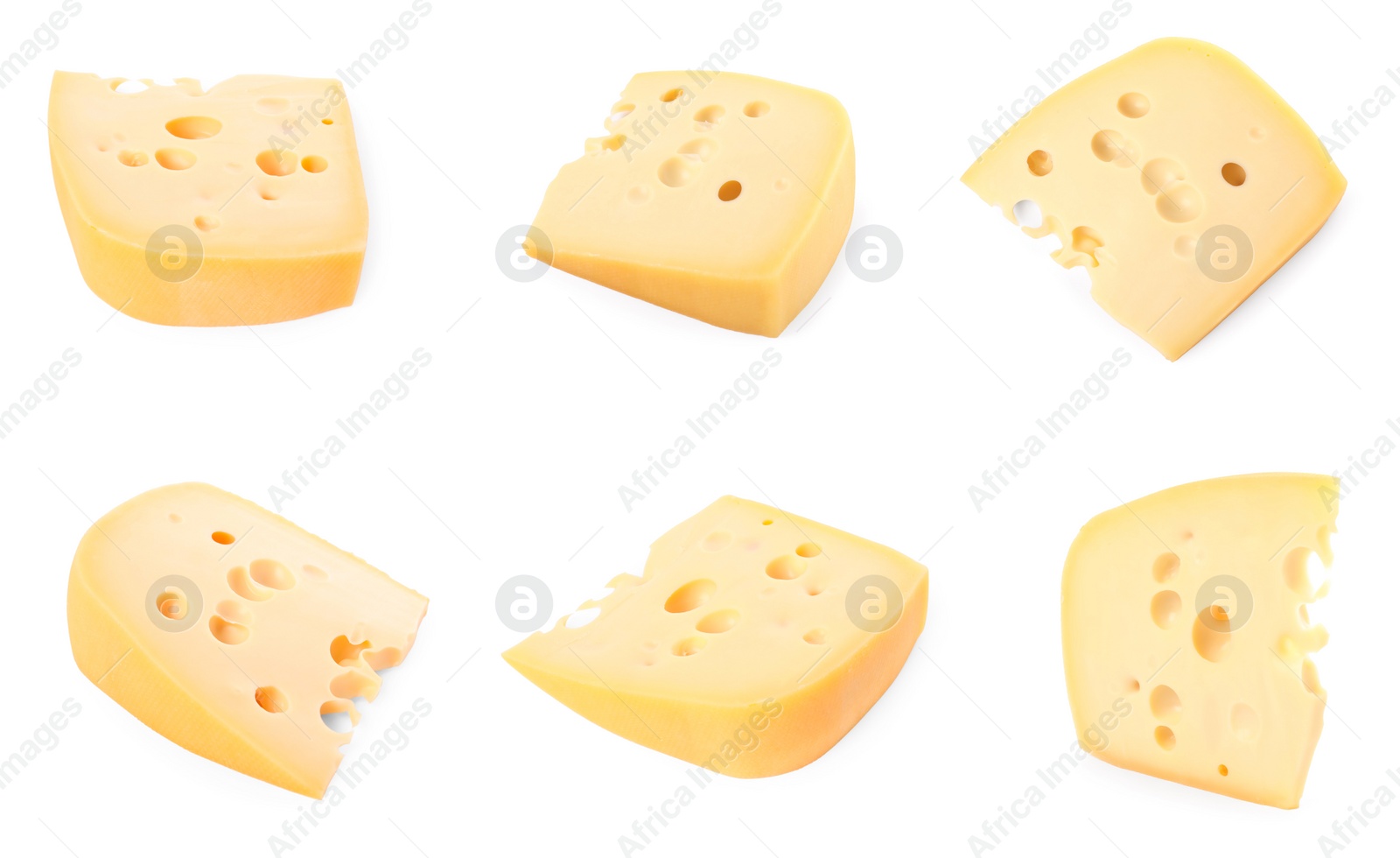 Image of Fresh cheese isolated on white, set of pieces