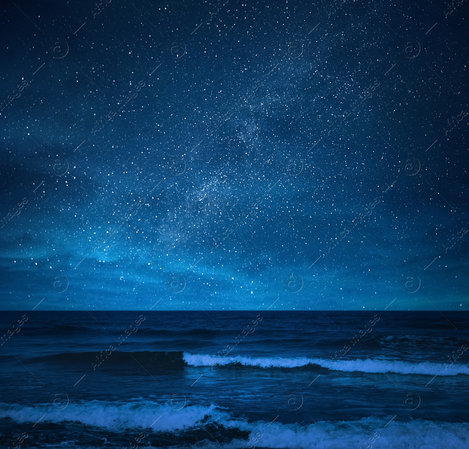 Image of Amazing starry sky over sea at night