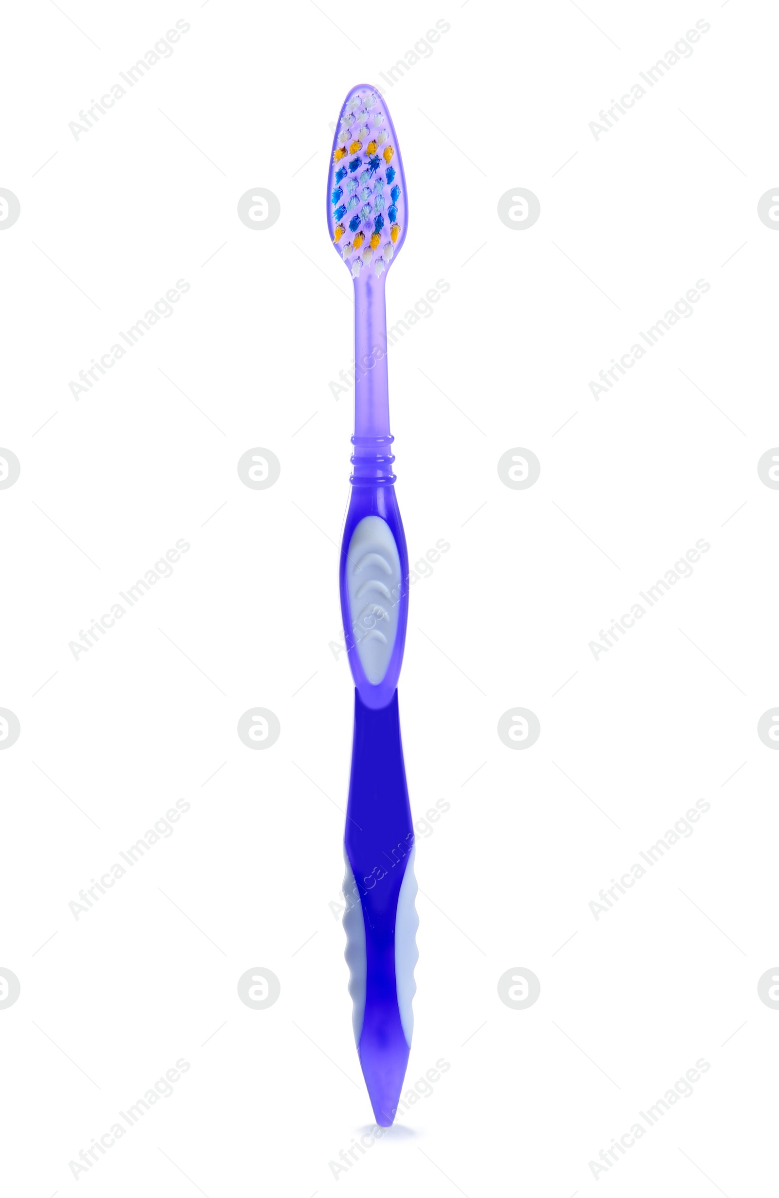 Photo of Color toothbrush on white background. Dental care