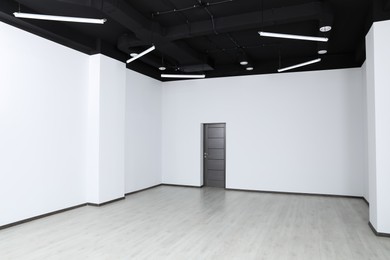 Empty office with dark wooden door. Interior design