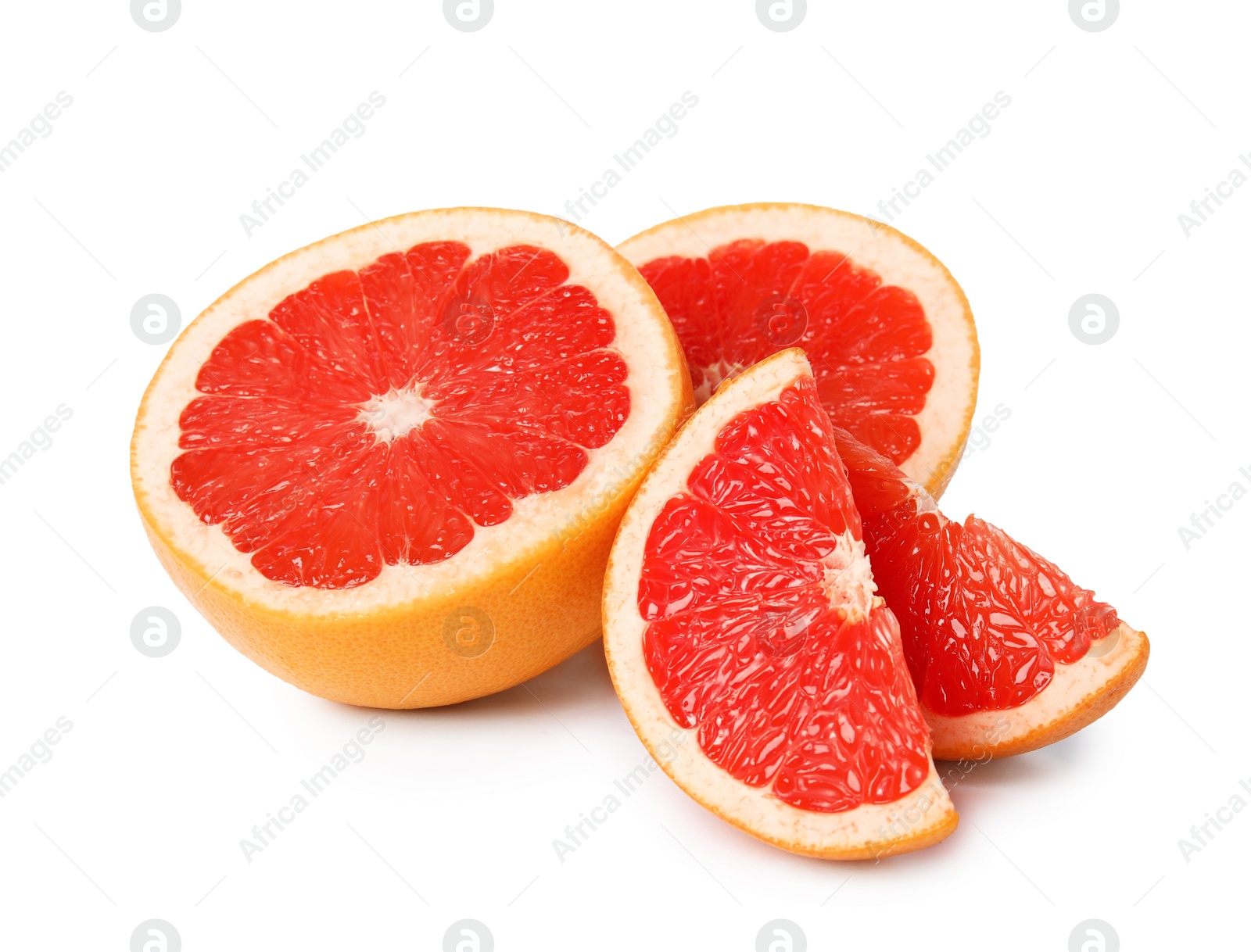 Photo of Ripe grapefruit on white background. Fresh fruit