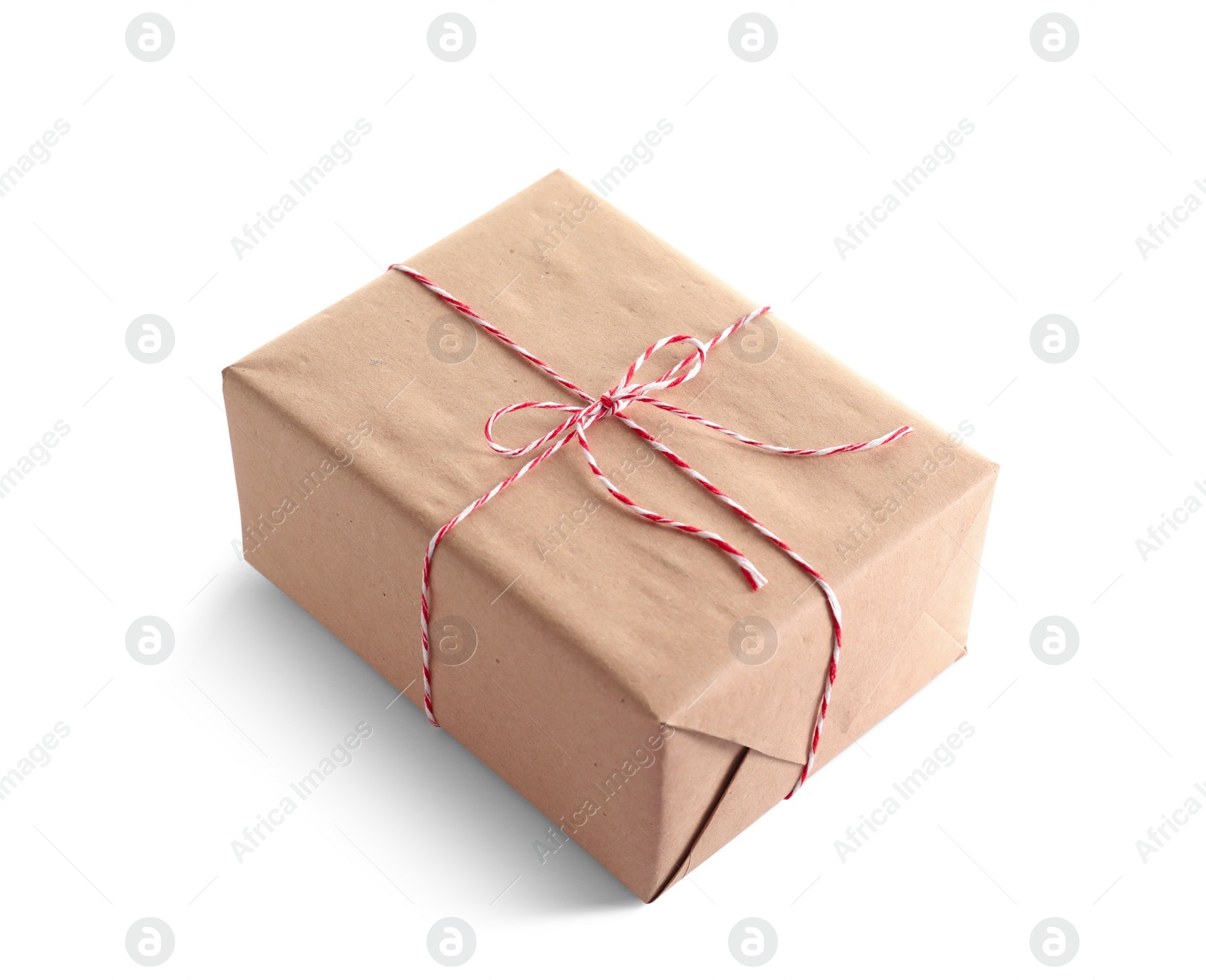 Photo of Beautifully wrapped gift box on white background